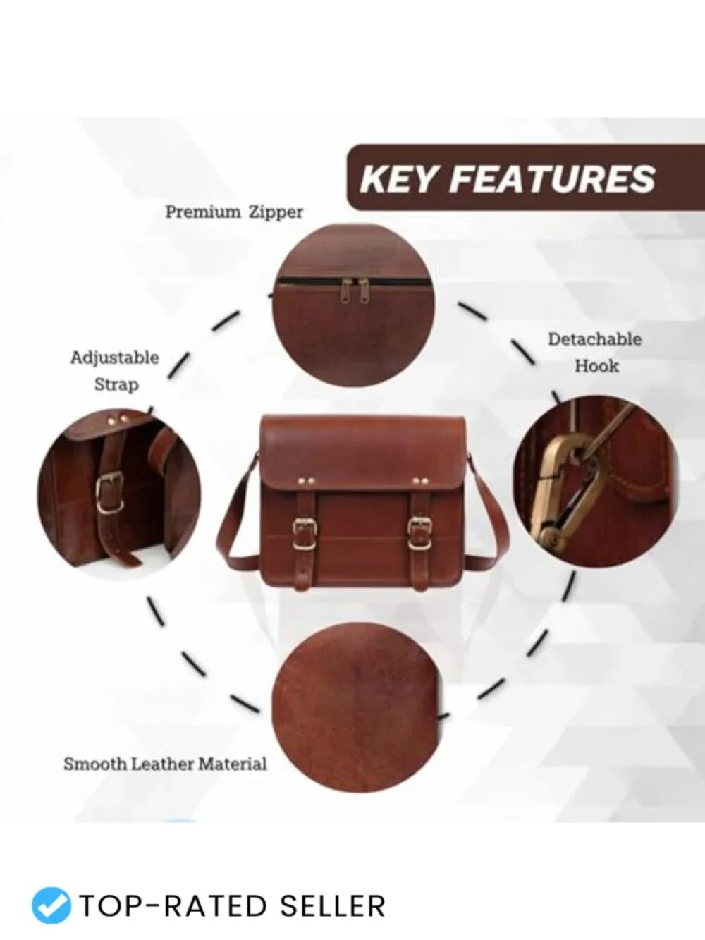 Genuine Leather Messenger Bag Vintage Satchel Crossbody Unisex Office Laptop